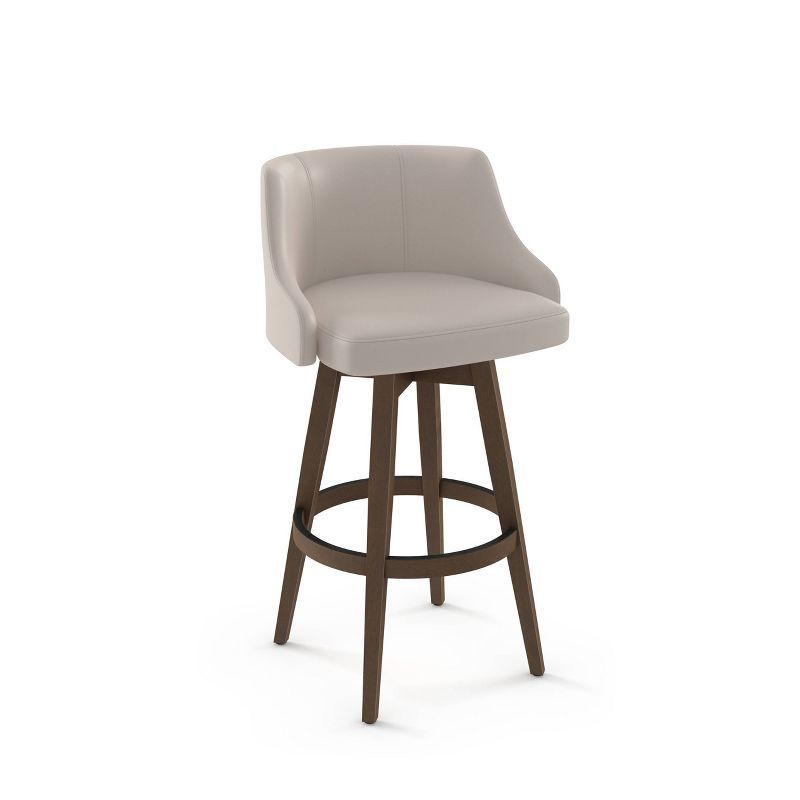 Nolan 26" Brown Birch Wood and Cream Faux Leather Swivel Stool