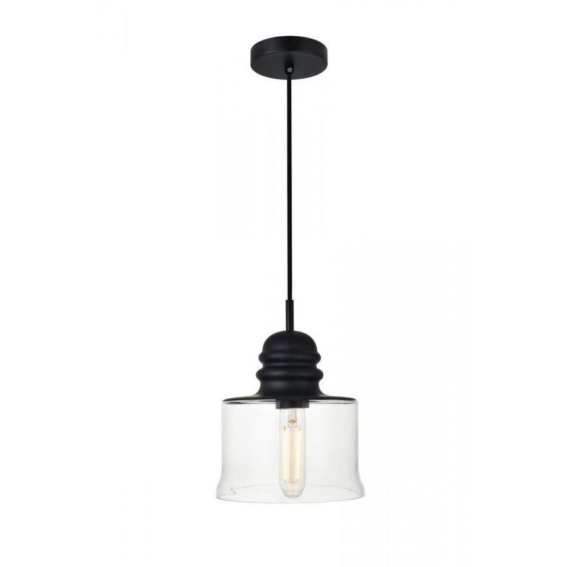 Kenna Black and Clear Glass Adjustable Pendant Light