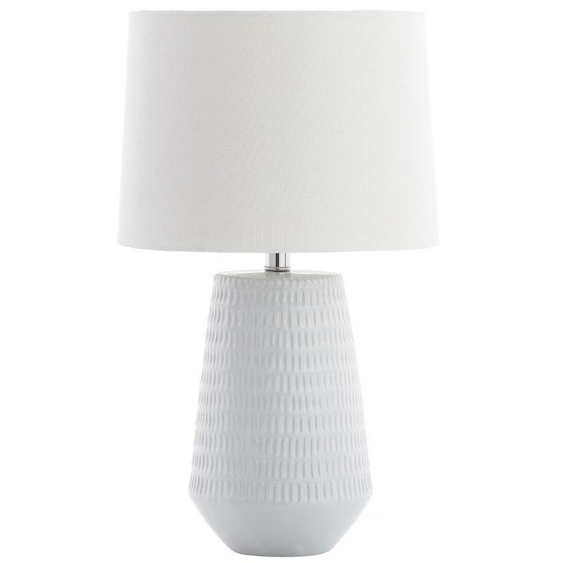 Stark White Textured Ceramic Table Lamp with Empire Shade