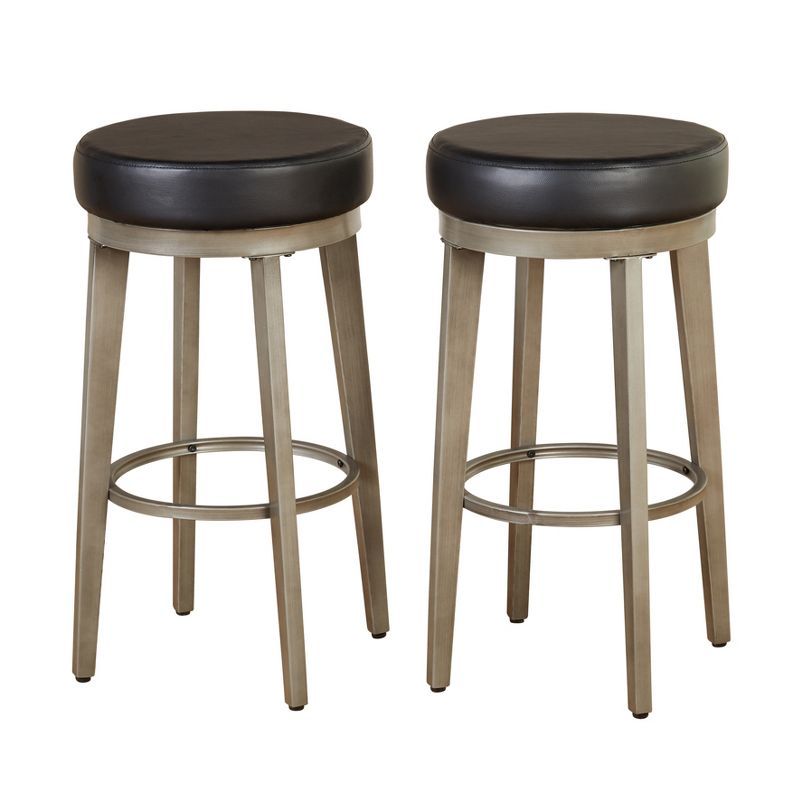30" Black and Weathered Grey Metal Swivel Barstools