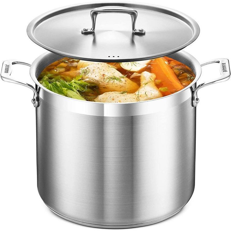 16 Quart Brushed Stainless Steel Stock Pot with Lid