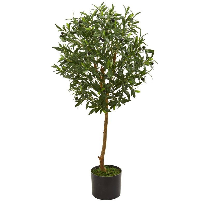 3.5ft Faux Olive Tree in Black Nursery Planter