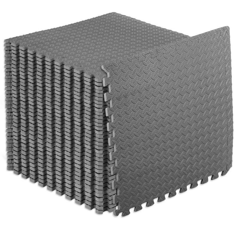 Gray EVA Foam Interlocking Exercise Puzzle Mat, 144 Sq Ft