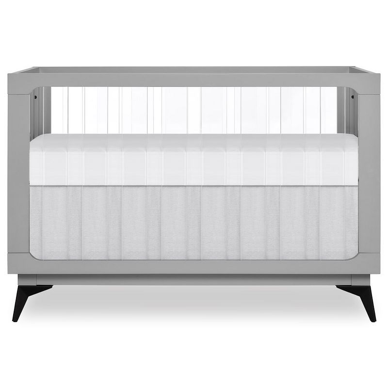 Pebble Grey Acrylic 4-in-1 Convertible Crib with Adjustable Mattress