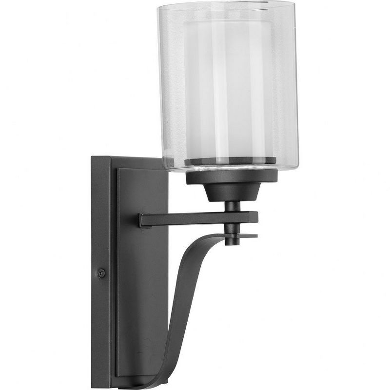 Graphite and Etched Glass Dimmable Wall Sconce