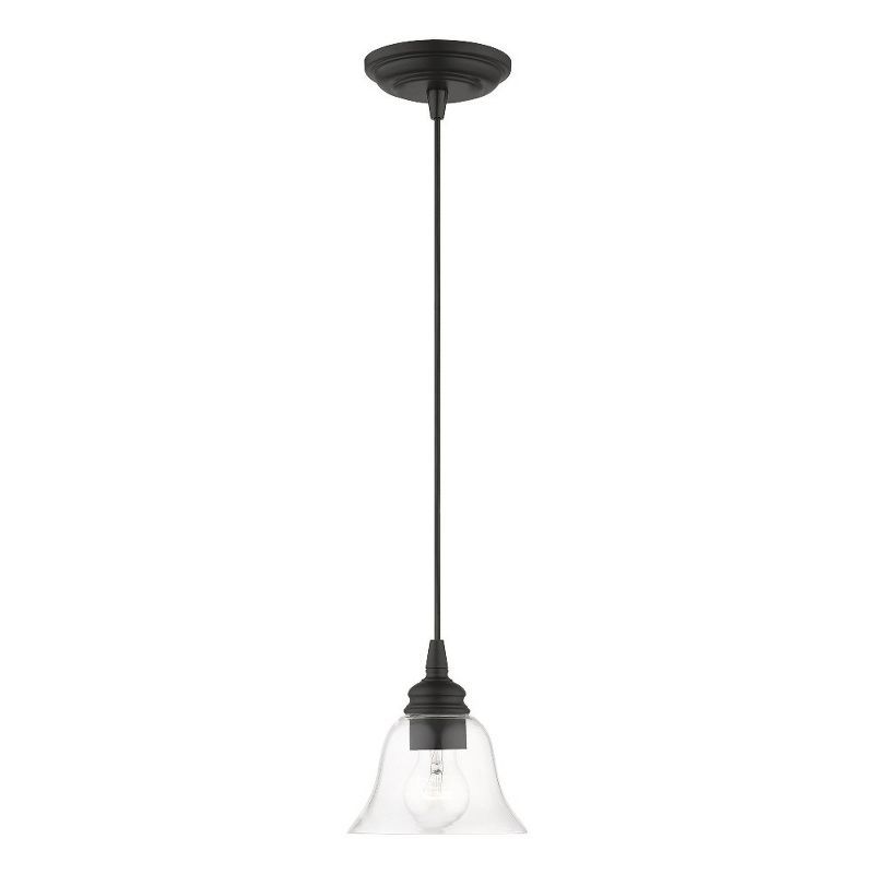 Black Hand-Blown Glass 1-Light Pendant for Indoor/Outdoor Use