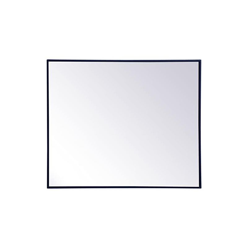 Elegant Blue Silver Rectangular Wall Mirror 30" x 36"