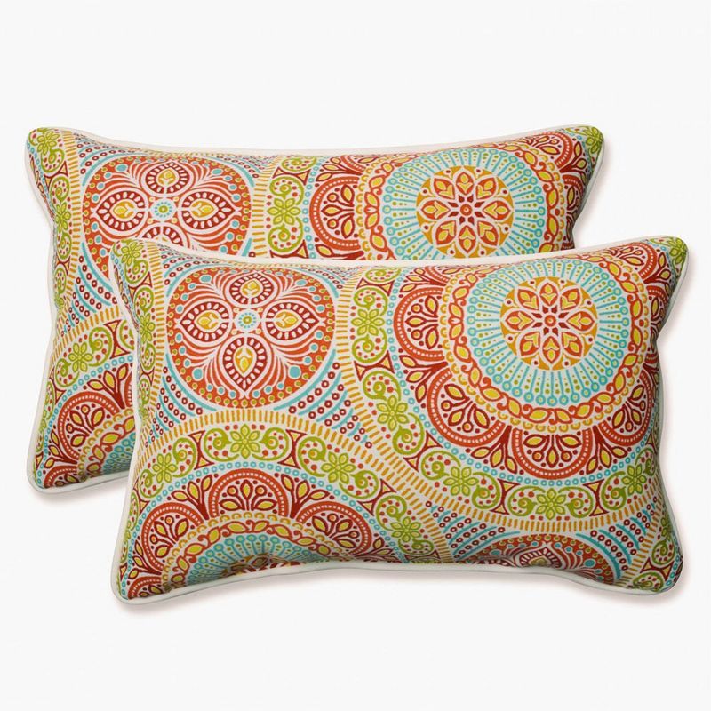 Vibrant Rectangular Embroidered Outdoor/Indoor Pillow Set