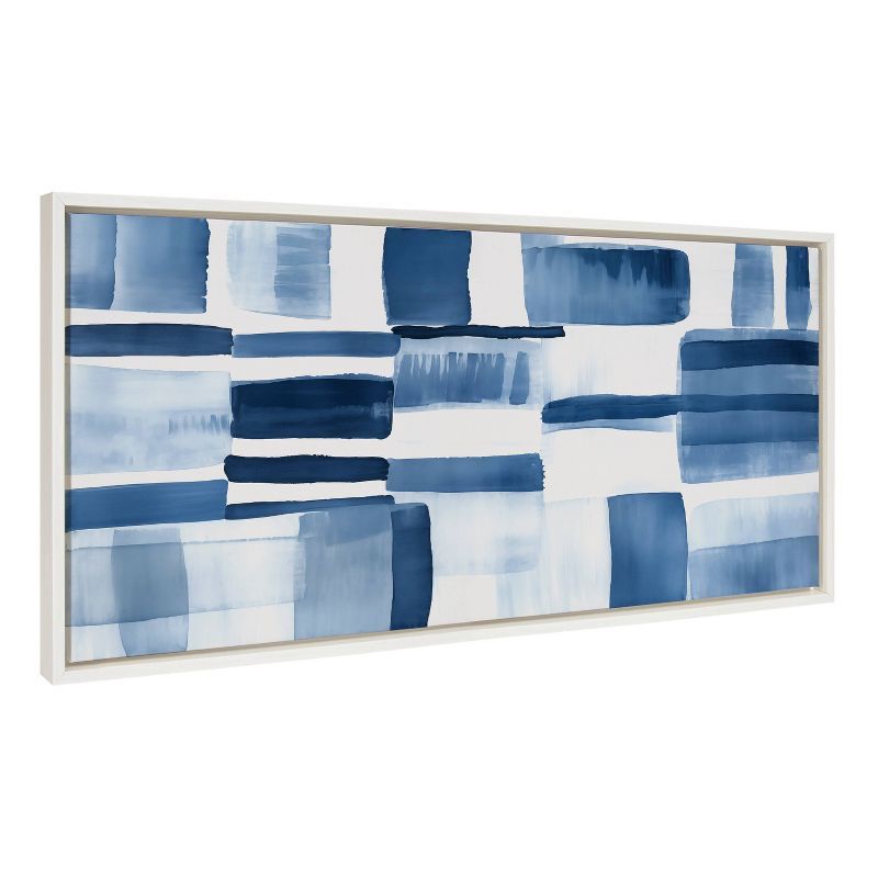 Sylvie Coastal Blue and White Abstract Canvas Art