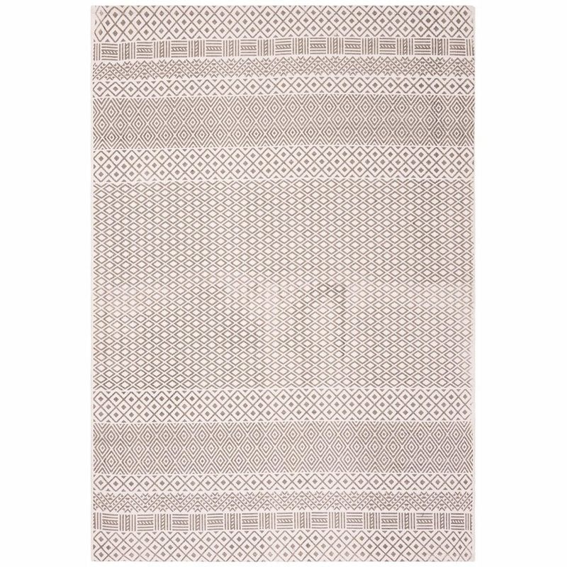 Gray Floral Handwoven Cotton 4' x 6' Area Rug