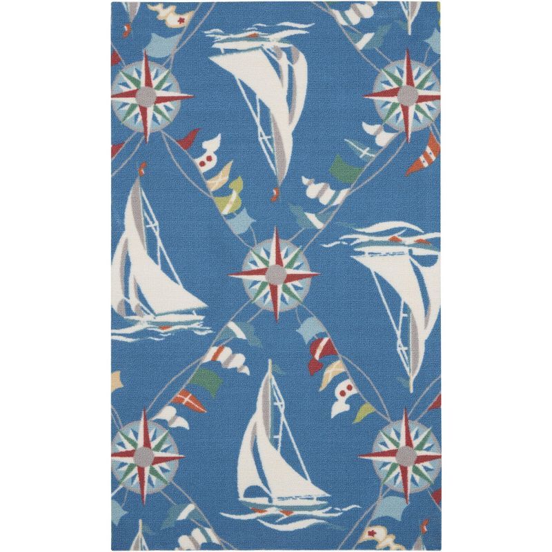 Nautical Blue Diamond Synthetic Indoor/Outdoor Rug