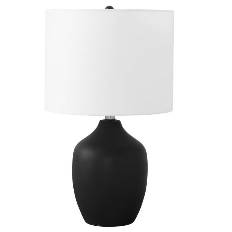 Black Ceramic Table Lamp with Ivory Linen Shade