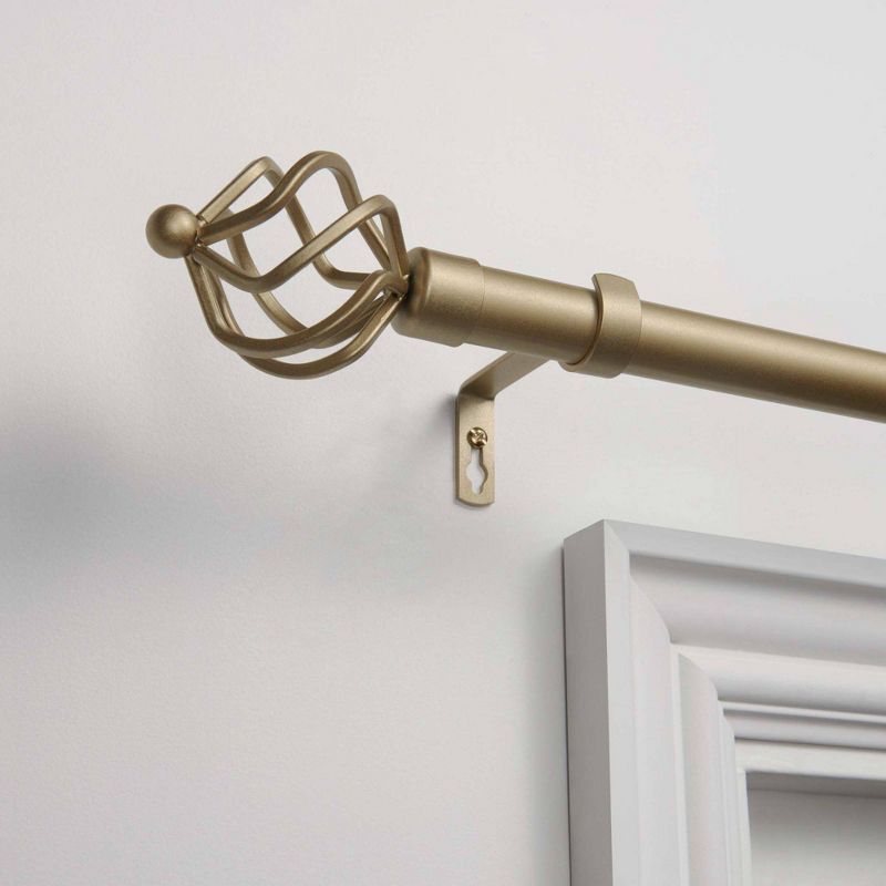 Gold Iron Adjustable Curtain Rod with Twisted Finials