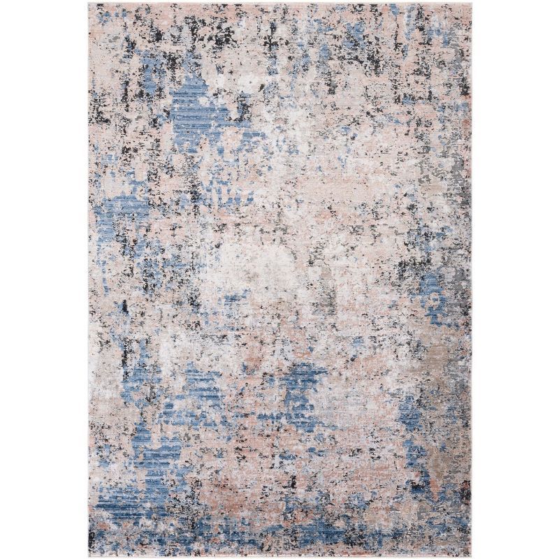 Blue and Gray Hand-Knotted Viscose 6' x 9' Area Rug