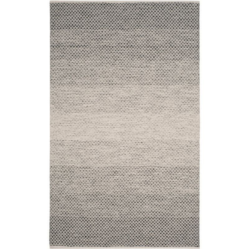 Montauk Black and Ivory Cotton Geometric 5' x 8' Area Rug