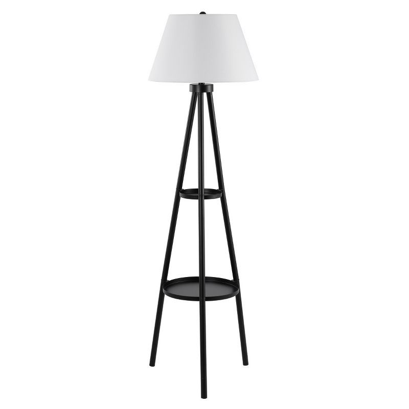 Dorea Black Tripod Floor Lamp with Dual Tray Shelves