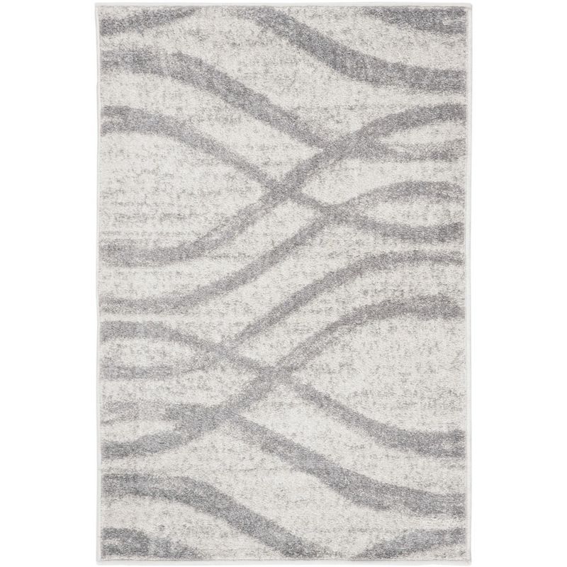 Cream/Grey Synthetic Easy-Care 30" Square Area Rug