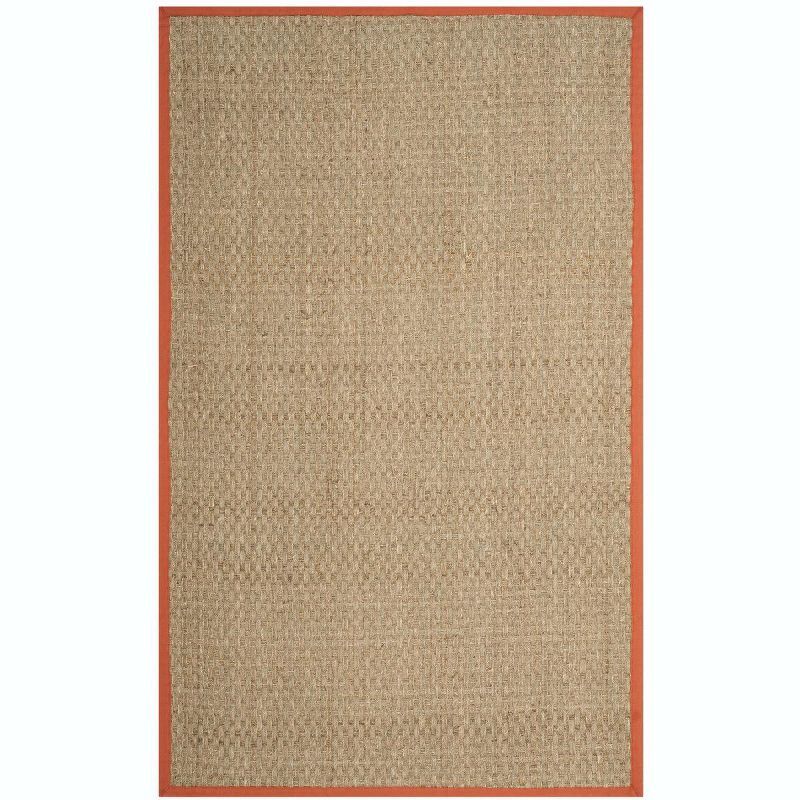 Natural Seagrass and Rust Cotton Border Area Rug