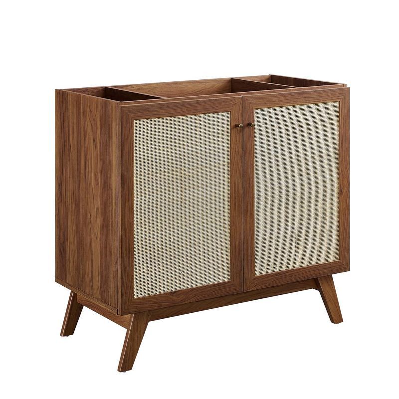Soma Walnut 36" Freestanding Bathroom Vanity Cabinet with Rattan Doors