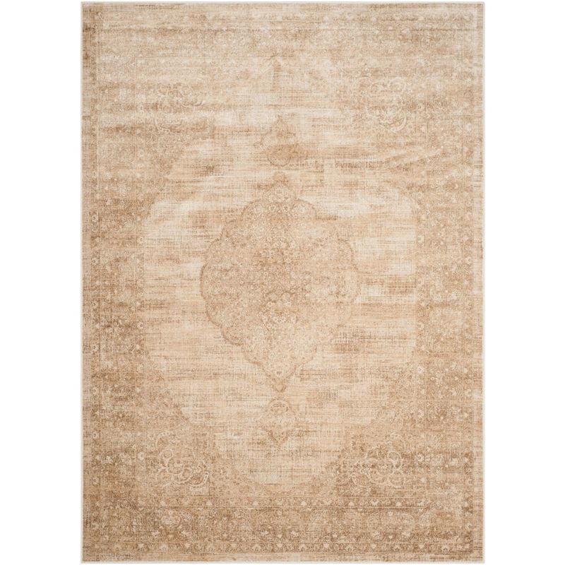 Vintage Cream Rectangular Viscose Area Rug, 6'7" x 9'2"