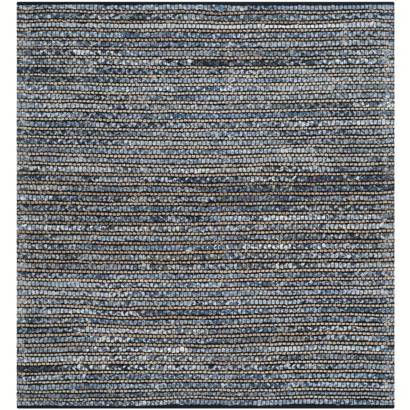 Cape Cod Blue Hand Woven Jute Square Area Rug