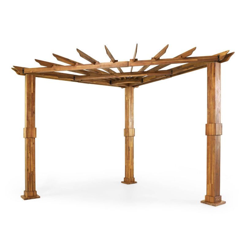 Dilan Teak and Black Acacia Wood Outdoor Triangle Pergola