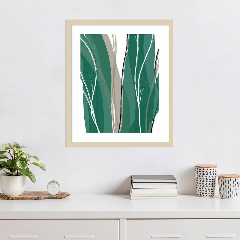 Sea Meadow IV Green and Beige Abstract Framed Wall Art