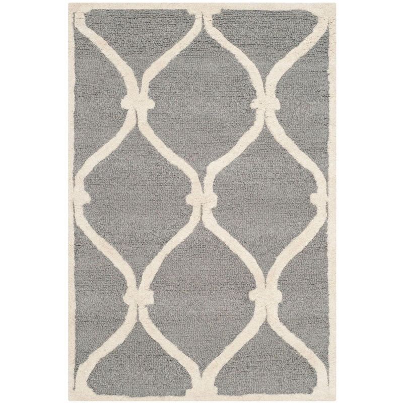 Hand-Tufted Blue and Ivory Wool Round Area Rug