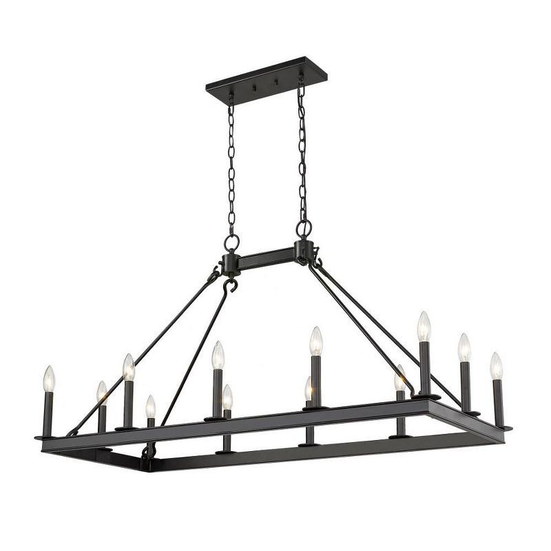 Matte Black Steel 12-Light Candle Island Chandelier
