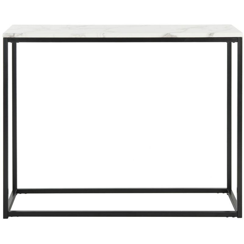 Transitional Grey Marble Top Console Table with Black Frame