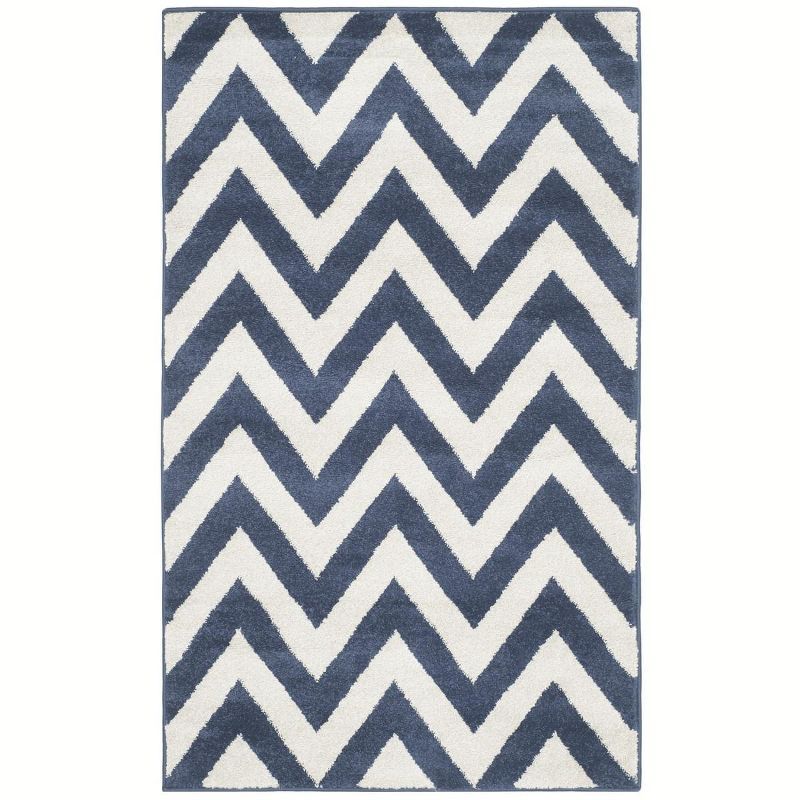 Navy & Beige Hand-Knotted Reversible Cotton Area Rug 4' x 6'