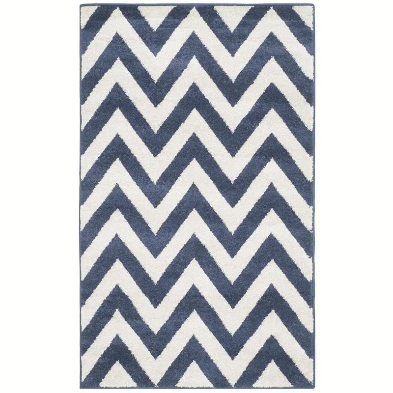 Navy & Beige Hand-Knotted Reversible Cotton Area Rug 4' x 6'