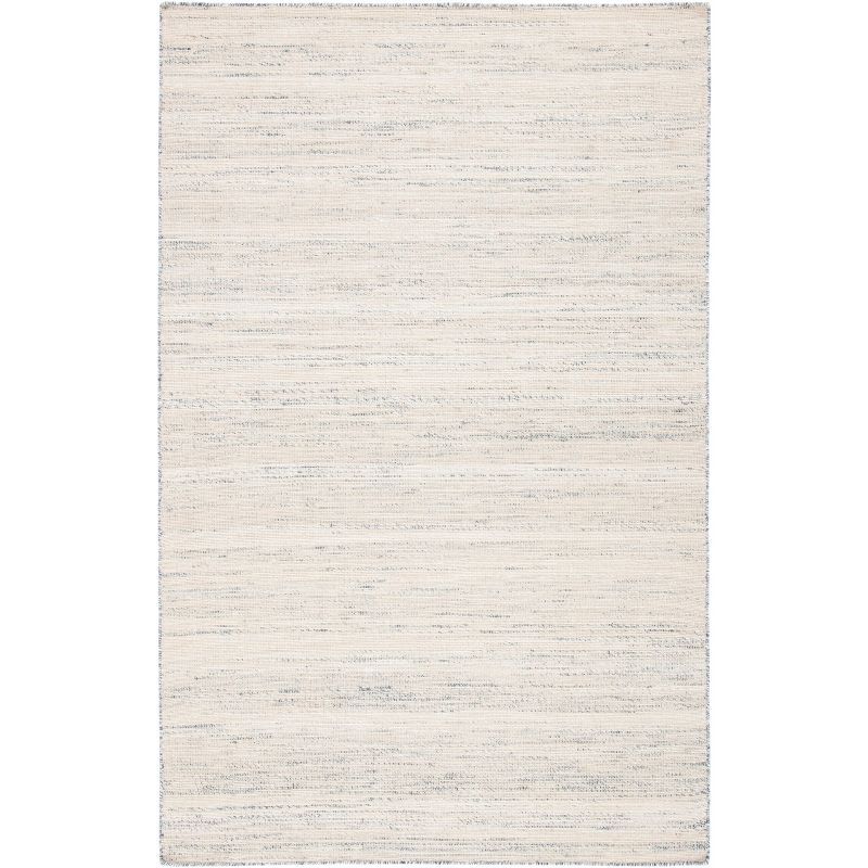 Beige and Grey Hand-Knotted Wool Rectangular Rug 4' x 6'