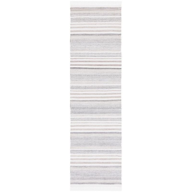 Ivory and Charcoal Flat Woven Synthetic Area Rug