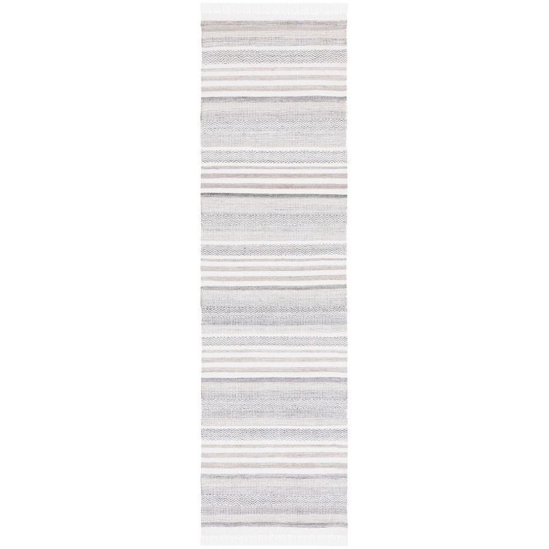 Ivory and Charcoal Flat Woven Synthetic Area Rug