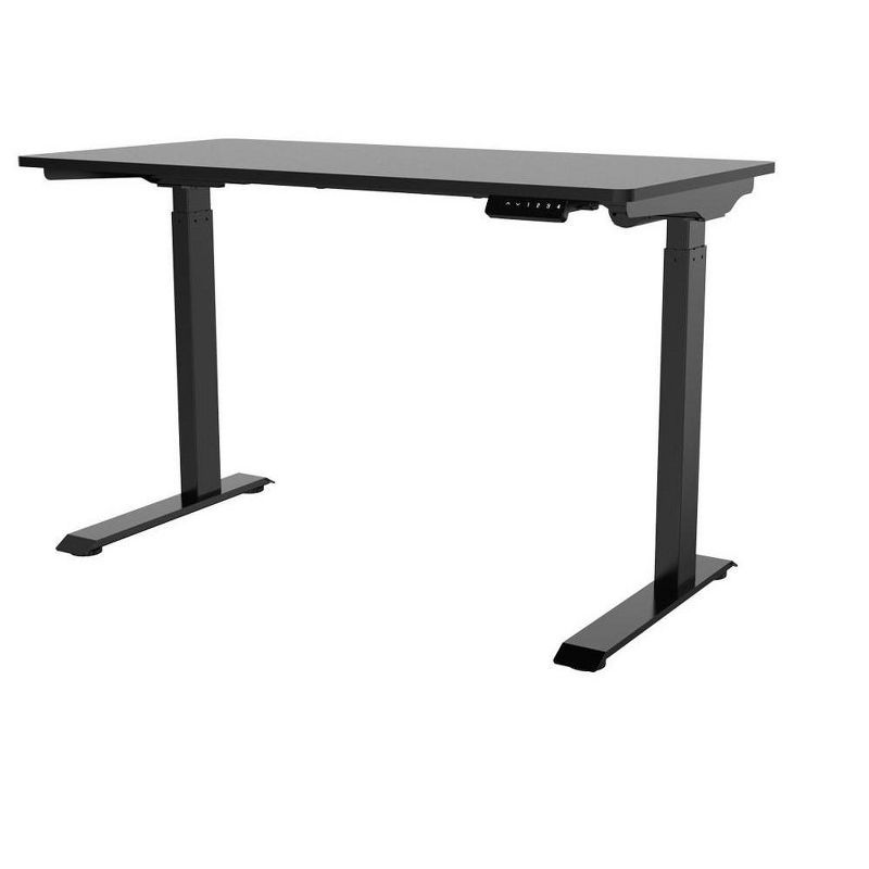 Black Adjustable Height Standing Desk with Wood Top