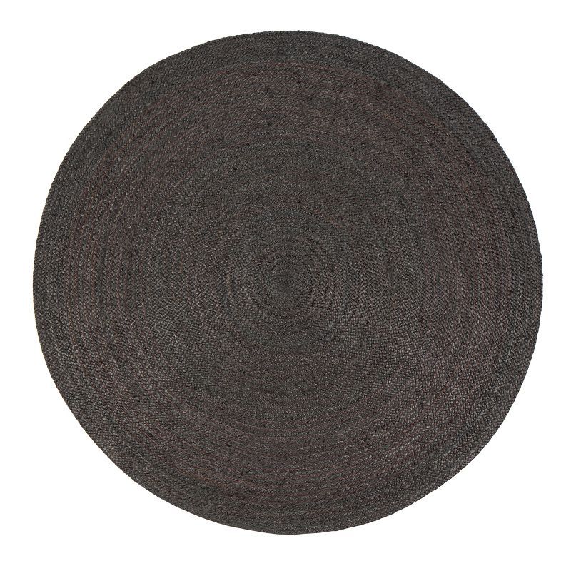 Handmade Kerala Gray Braided Jute Round Rug, 49"