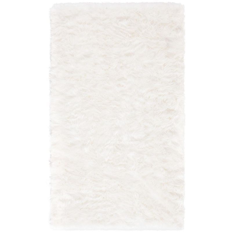 Ivory Faux Sheepskin 3' x 5' Rectangular Shag Rug