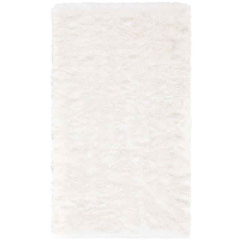 Ivory Faux Sheepskin 3' x 5' Rectangular Shag Rug