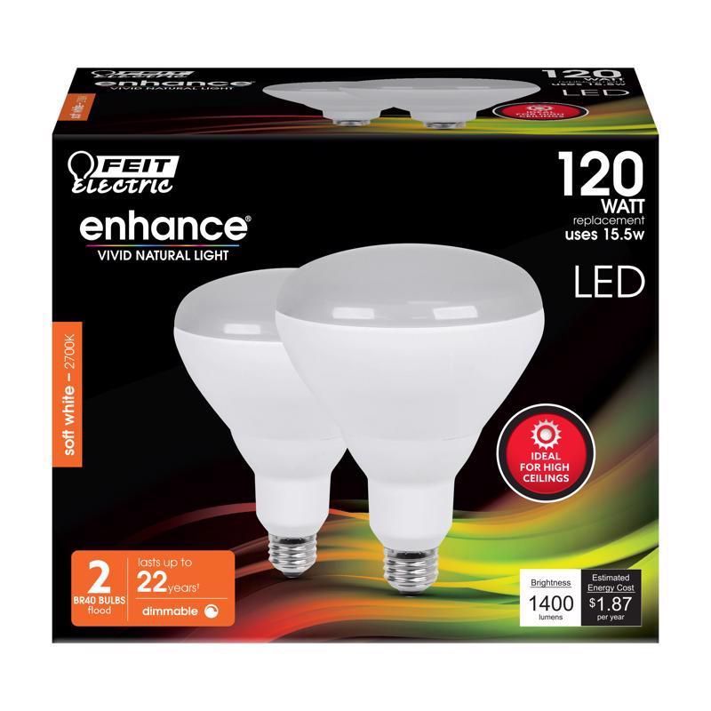 Feit Enhance BR40 Soft White Dimmable LED Bulb 120W Equivalent 2-Pack