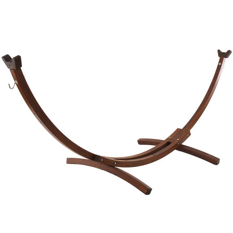 10ft Solid Pine Arc Hammock Stand in Dark Brown Finish