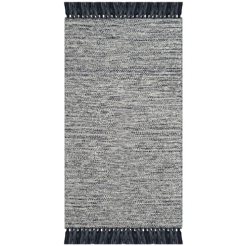 Coastal Charm Gray Cotton Flat-Woven Runner Rug - 27" x 7"