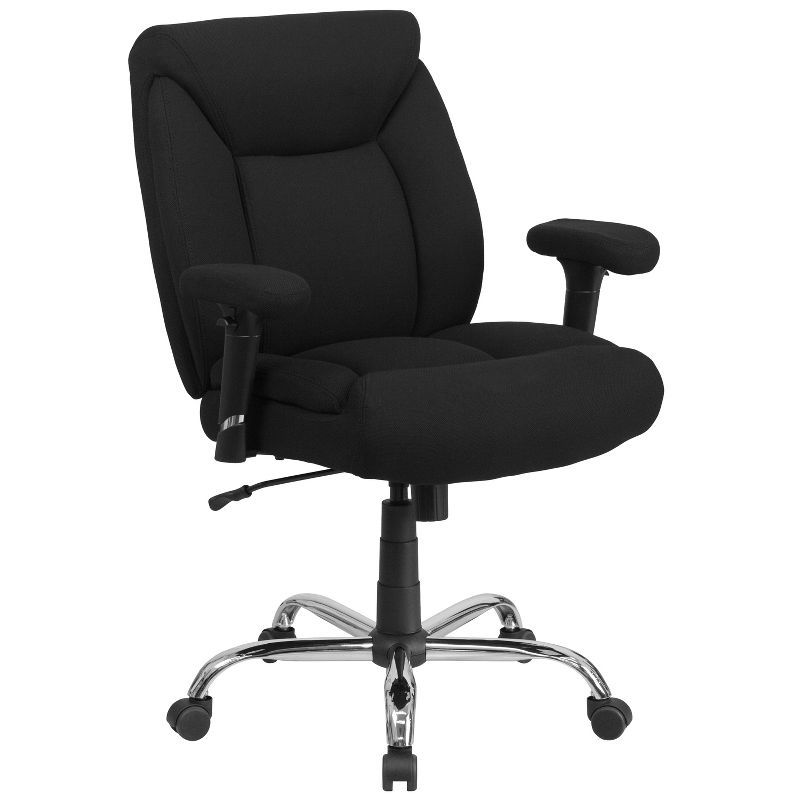 Black Fabric Ergonomic Swivel Office Chair with Adjustable Arms