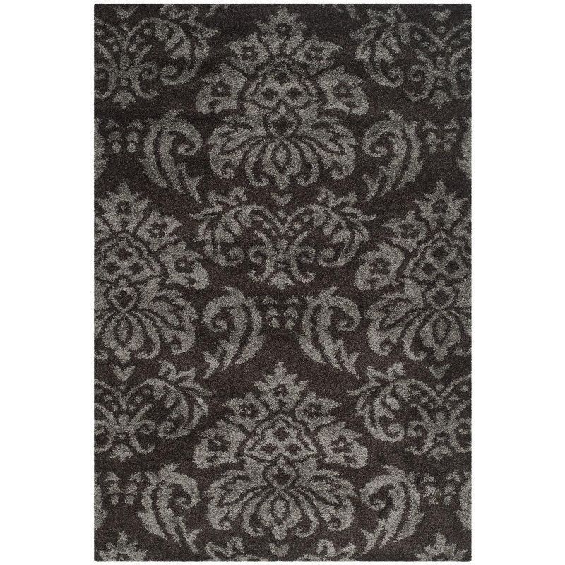 Dark Brown and Smoke 5' x 7' Shag Area Rug