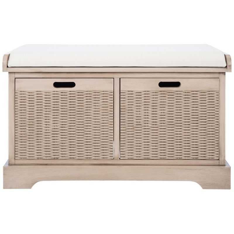 Landers Sand Cushioned Storage Bench with Dual Basket Drawers