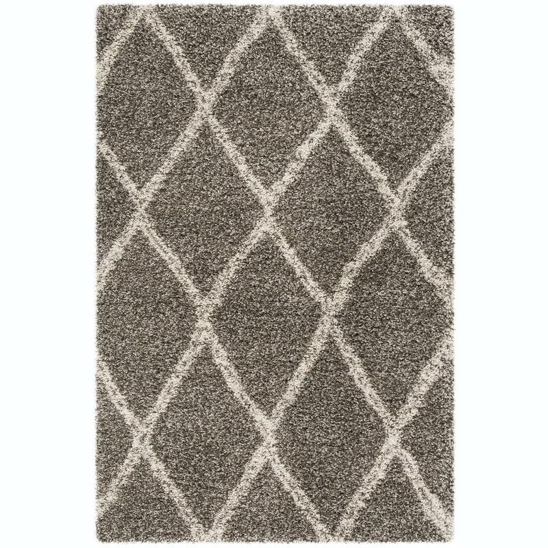 Gray Trellis 4' x 6' Reversible Synthetic Shag Area Rug