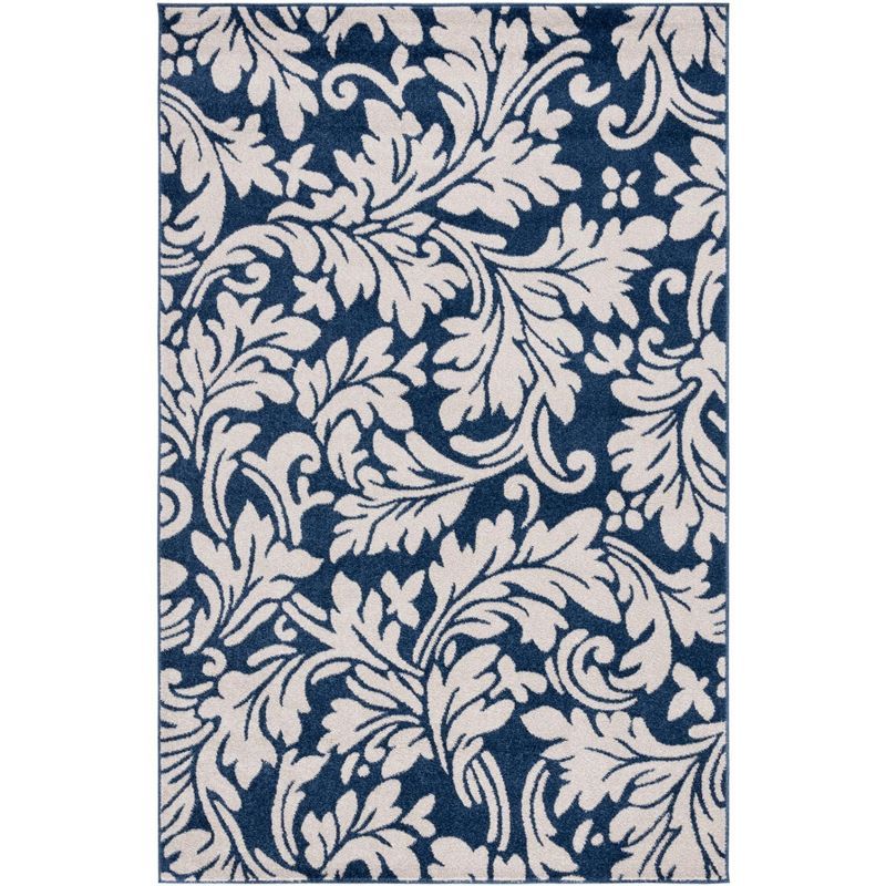 Ivory Floral Elegance 4' x 6' Reversible Synthetic Area Rug