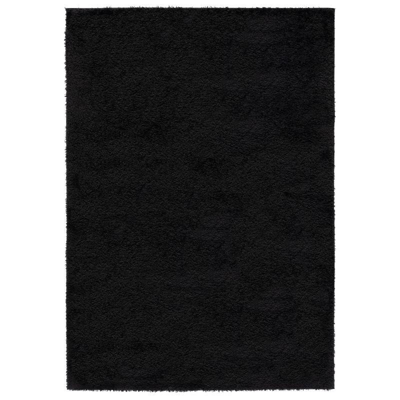 Black Hand-Tufted Synthetic Shag Area Rug, 4' x 6'