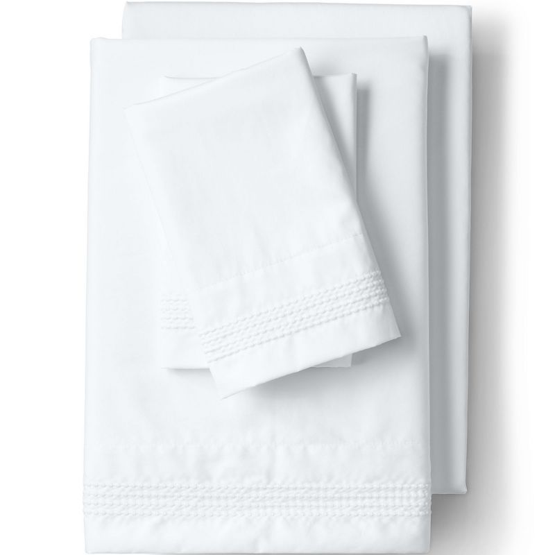 King White Cotton Embroidered Sheet Set