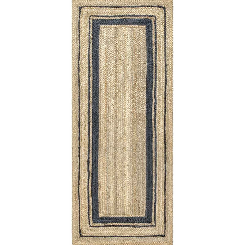 Elegant Navy Braided Jute 31" Reversible Accent Rug